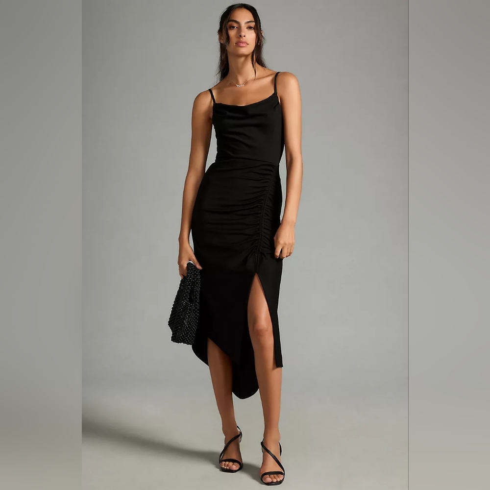 Anthropologie Cowl-Neck Ruched Dress